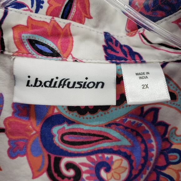 I.B. Diffusion Floral Paisley Cotton Sleeveless Side Pockets Dress Size 2X - Picture 8 of 15